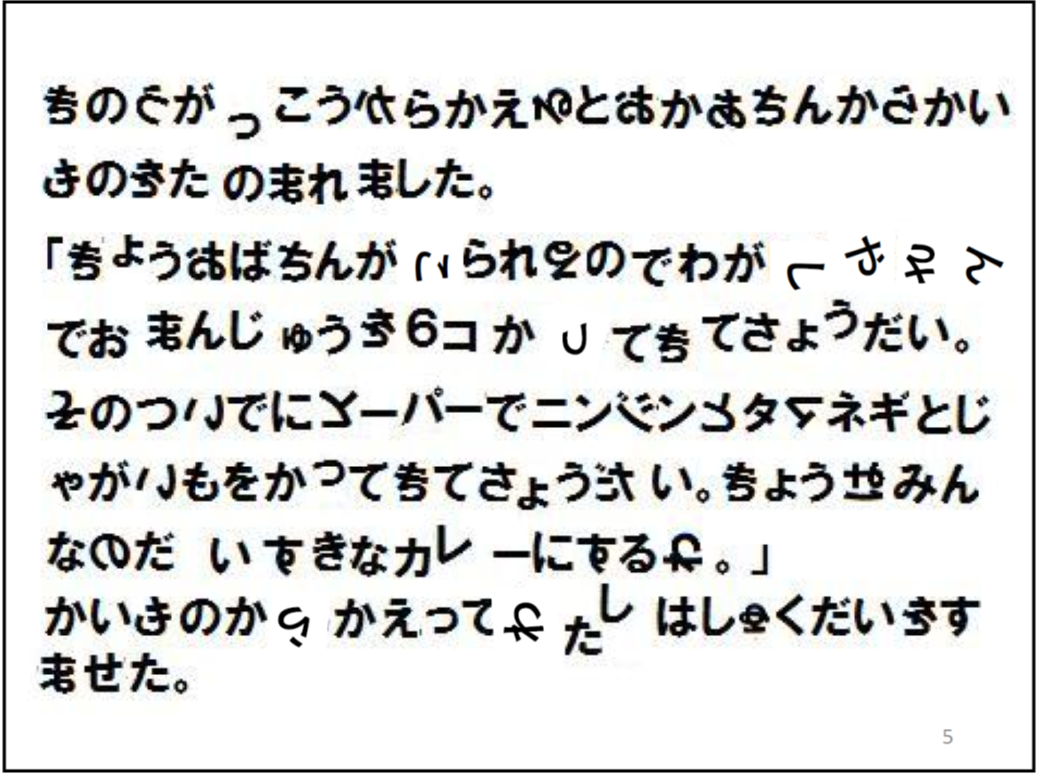 （＊校正者注：ディスレクシアの疑似体験用に文章が書いてあります。文章内の文字は、いくつかの文字が、左右上下反転していたり、右や左に４５度回転していたり、文字の位置が上下したりしています。）