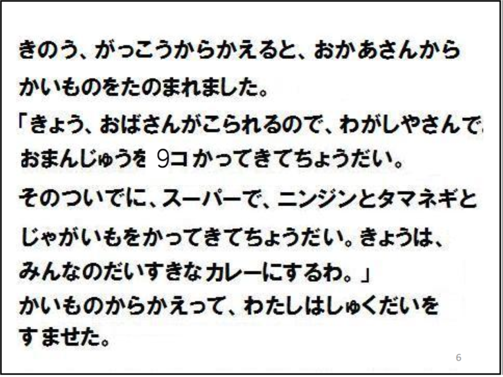 （＊校正者注：スライド５の文章が通常の表記で表示されています。）